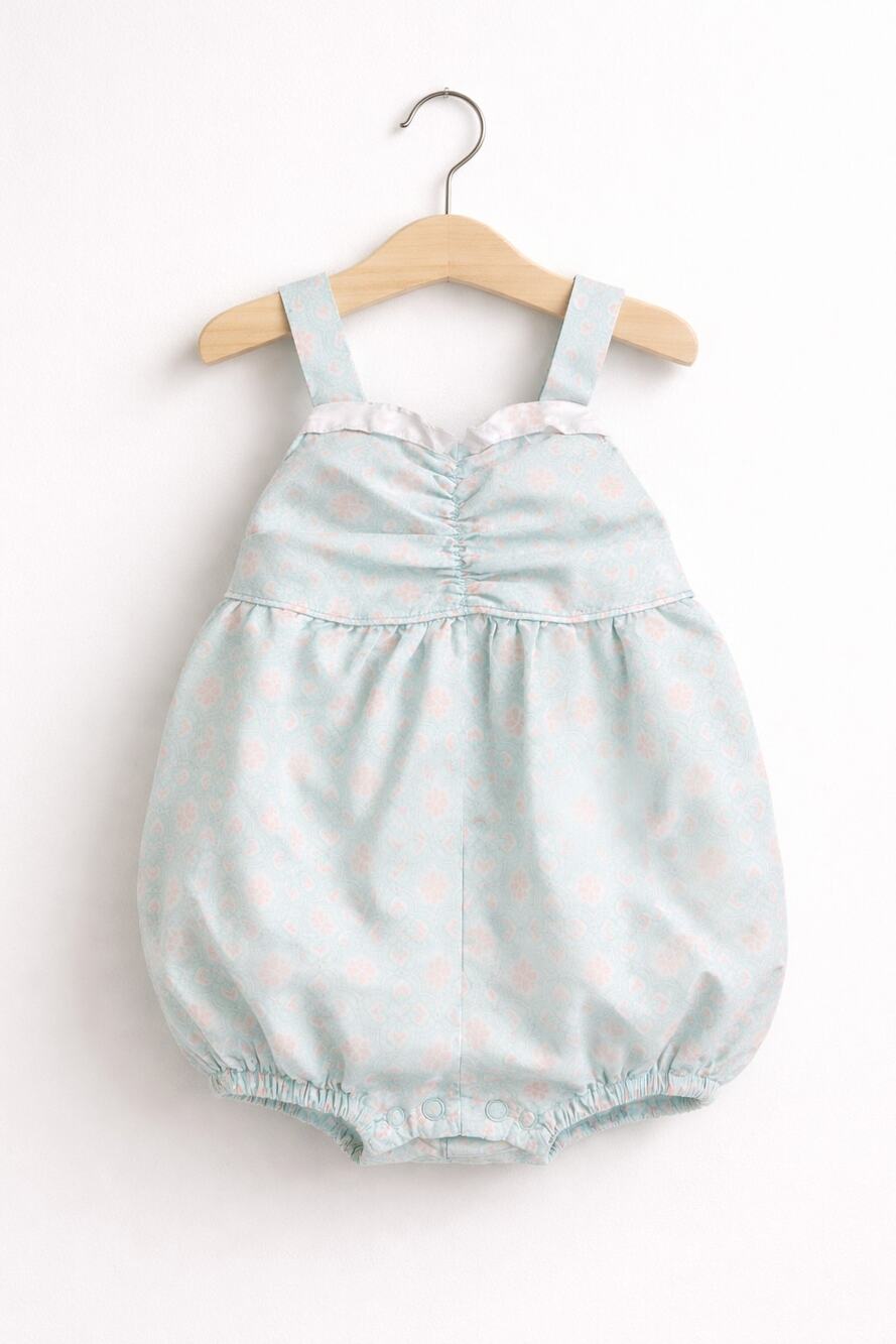 Janie and Jack Baby Girl Bubble Romper 0–3 Months Aqua Pink Medallion One Piece